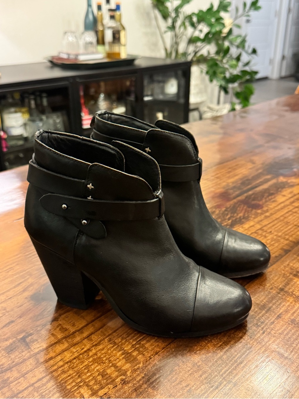 Rag & Bone Harrow Black Leather Ankle Booties 37.5